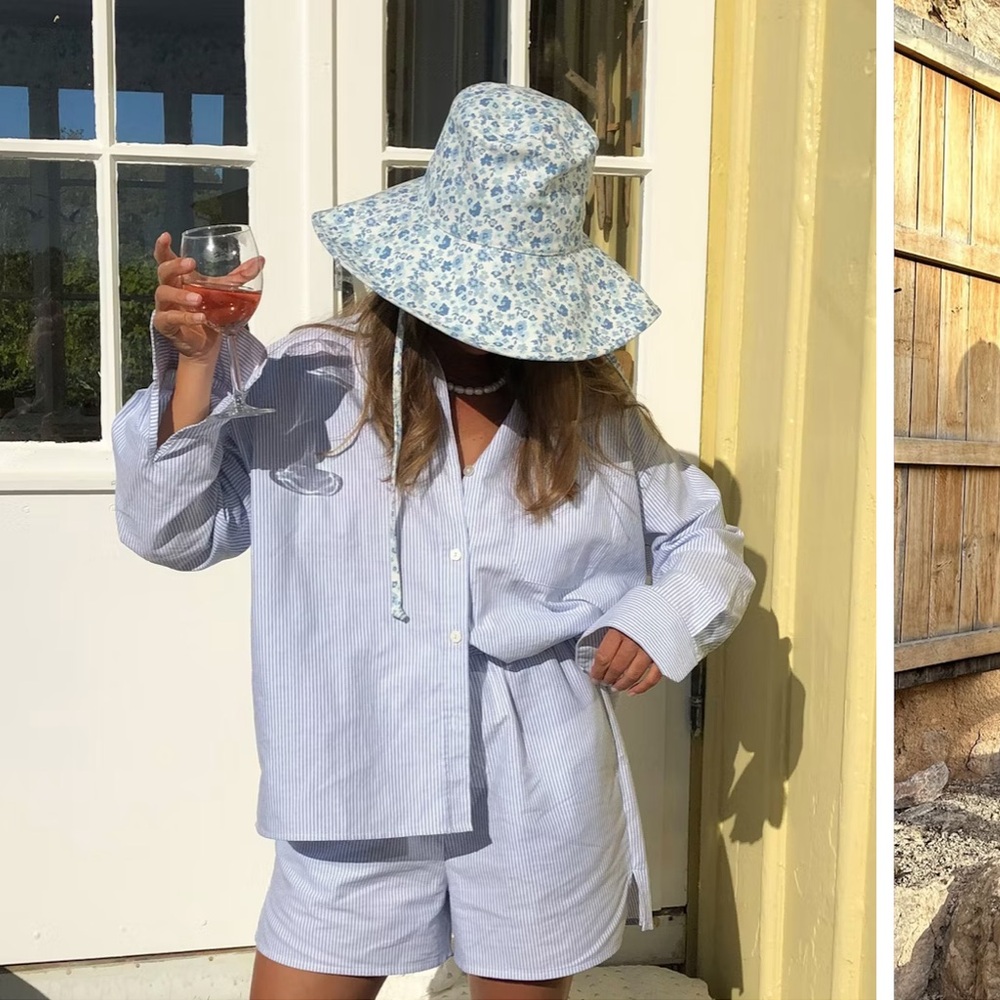 Djerf Avenue Blue Striped shorts